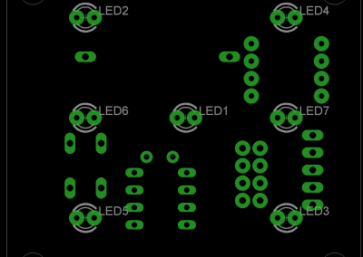 Primer dado electrónico layout superior (LEDs)