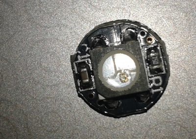 Detalle del módulo de 10mm de diámetro con el WS2812B de 5x5 mm