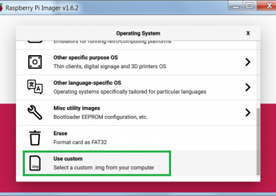 Seleccionamos la opción USER CUSTOM para elegir nuestra imagen.
