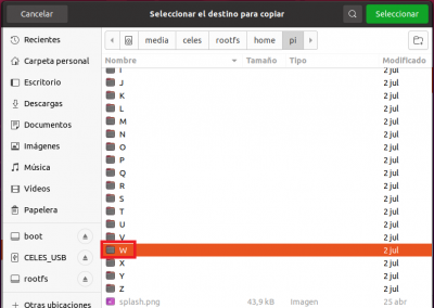 Elijo la W por ser la inicial del archivo a
