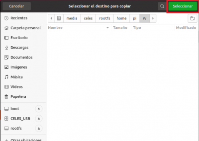 Y una vez dentro de W pulsamos SELECCIONAR