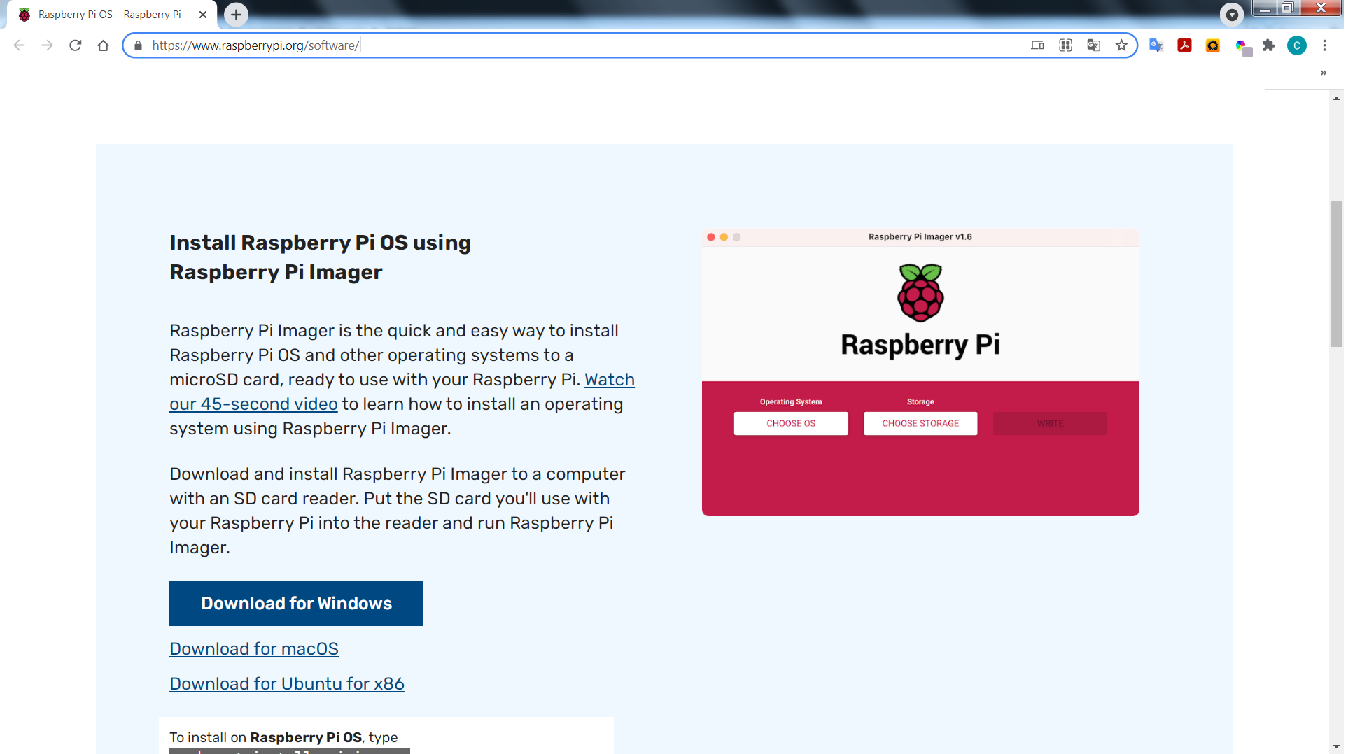 FUSE_RPiZero_58 Esta es la página de descarga de Raspberry imager.