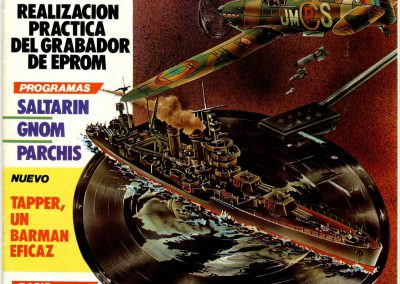 Carátula de la revista Microhobby en su número 37, el cual traía un disco de plástico flexible con el audio del juego wargame.