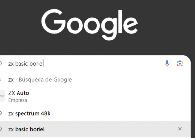Búsqueda de ZXBasic en Google
