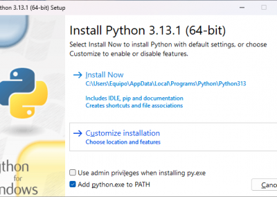 No olvidar marcar "Add python.exe to PATH."